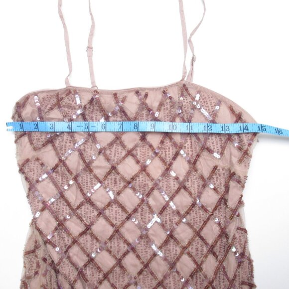 NWT Anthropologie Let Me Be Checked Shine Dress Mauve Beaded Sequined - Small - Picture 8 of 14